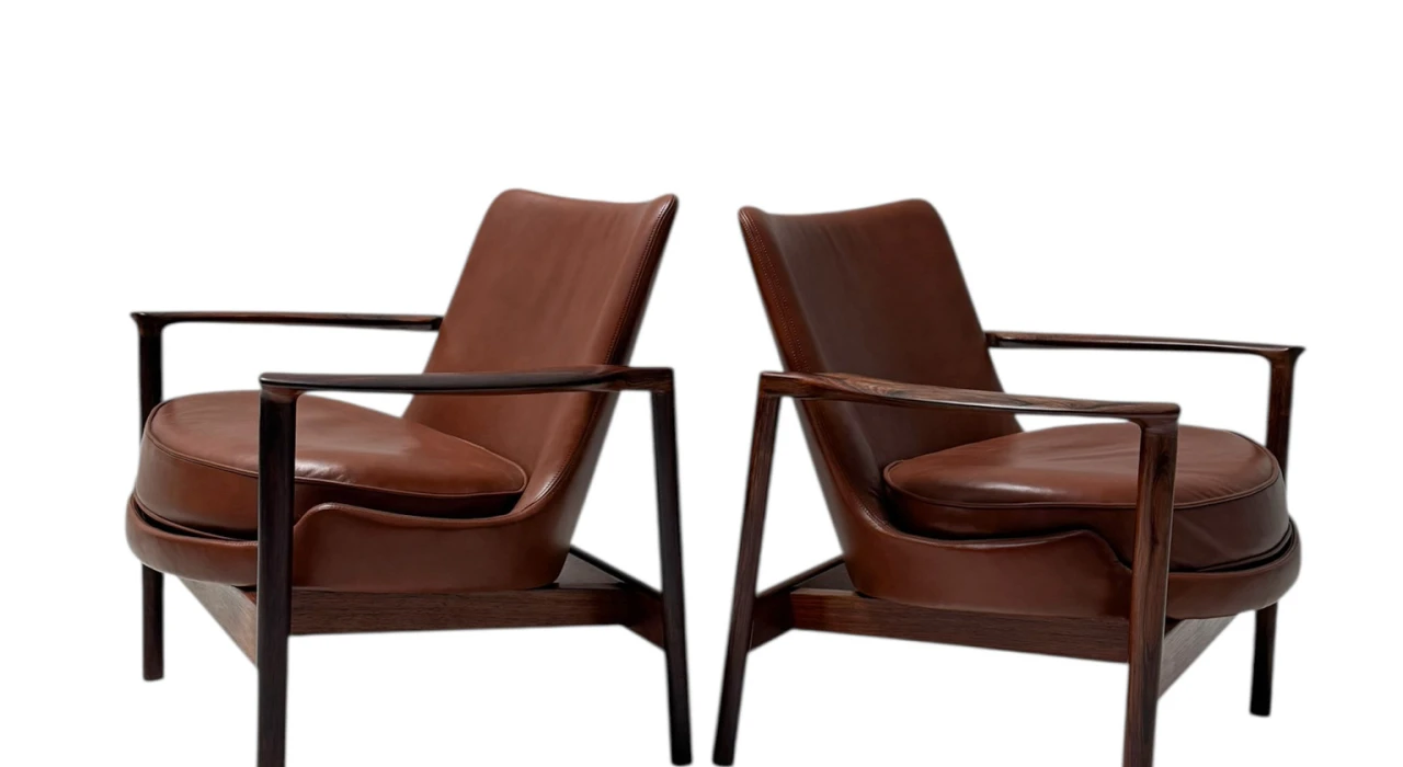 Two Mid-Century Modern Lounge Chairs by Ib Kofod-Larsen for Frõscher, 1970s